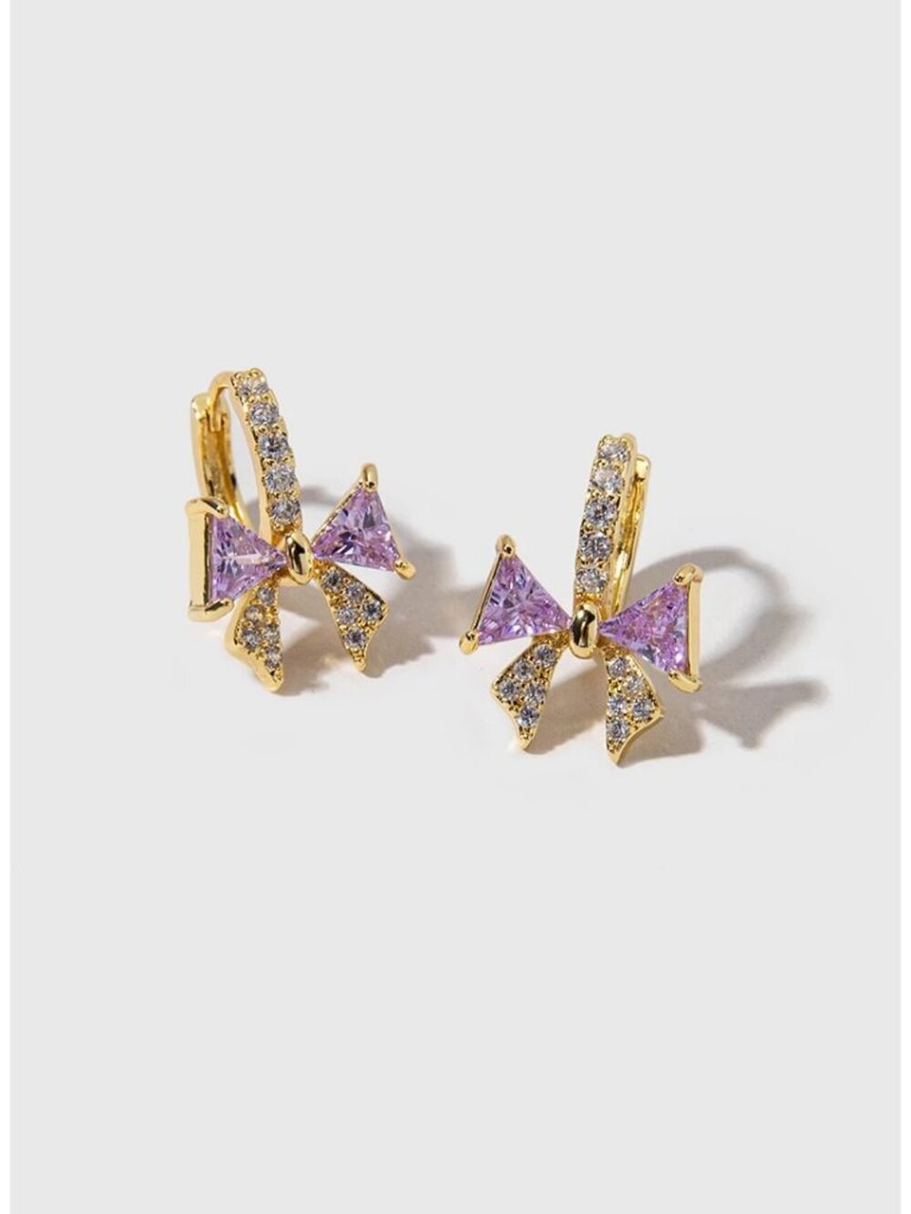 Allissa Crystal Bow Huggie On Charm Earrings